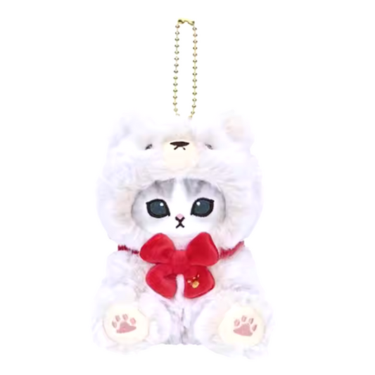 Teddy bear cat plush keychain