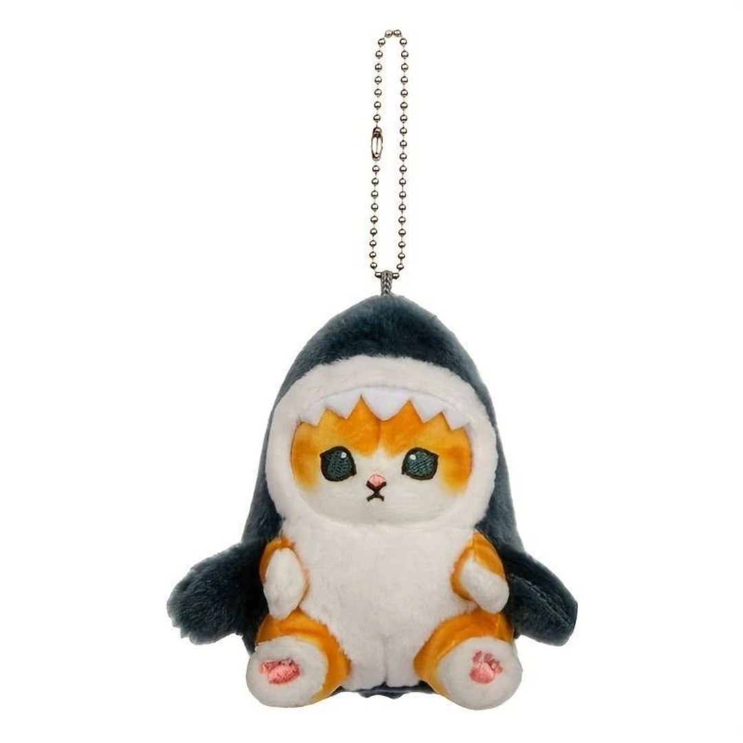 Plush cat shark keychain