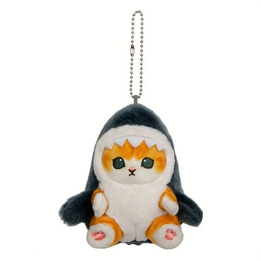 Plush cat shark keychain